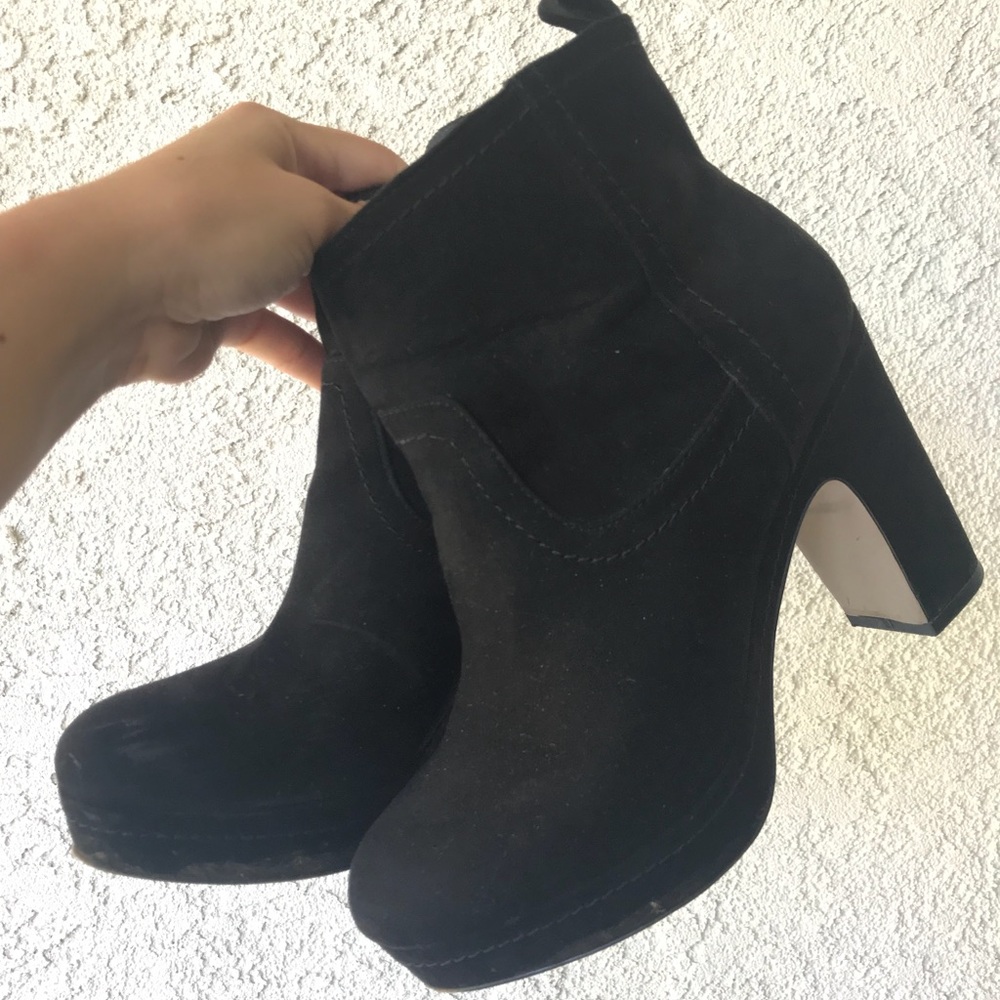 Black high heeled boots